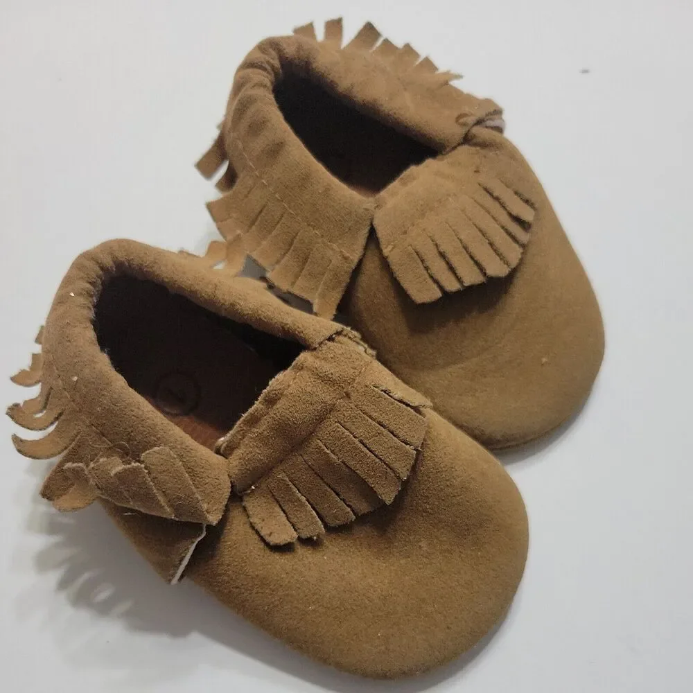 Boutique Moccasins 1 Ballet Flat Shoes‎ Brown Low Top Slip Ons Baby 0-6 Months